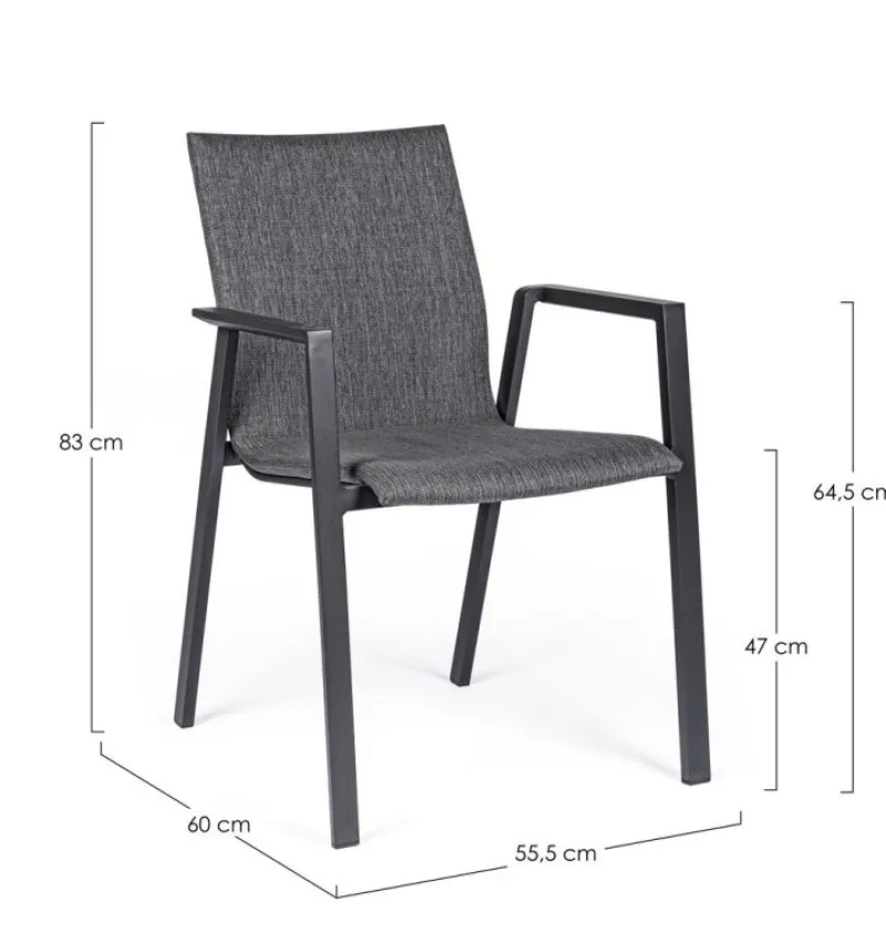 Online Bizzotto SEDIA IN ALLUMINIO IMPILABILE ANTRACITE JX55 - ODEON