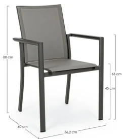 Best Bizzotto SEDIA IN ALLUMINIO IMPILABILE ANTRACITE CX23 - KONNOR