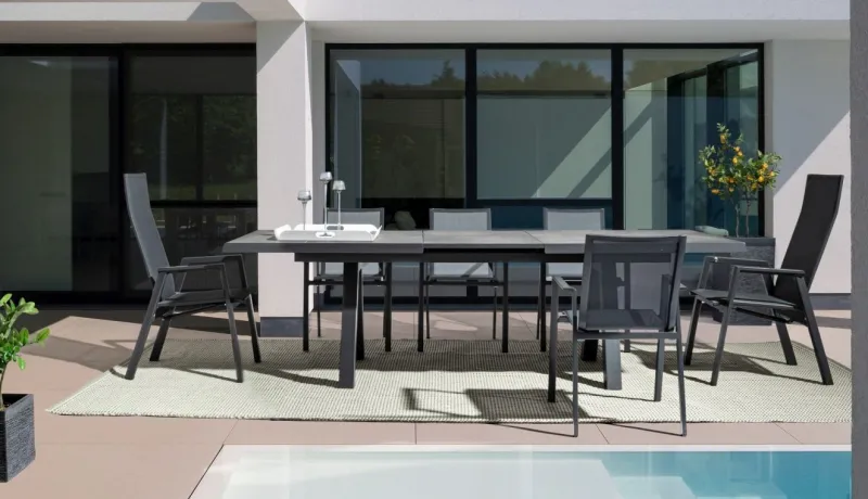 New Bizzotto SEDIA IN ALLUMINIO IMPILABILE ANTRACITE JX55 - KRION