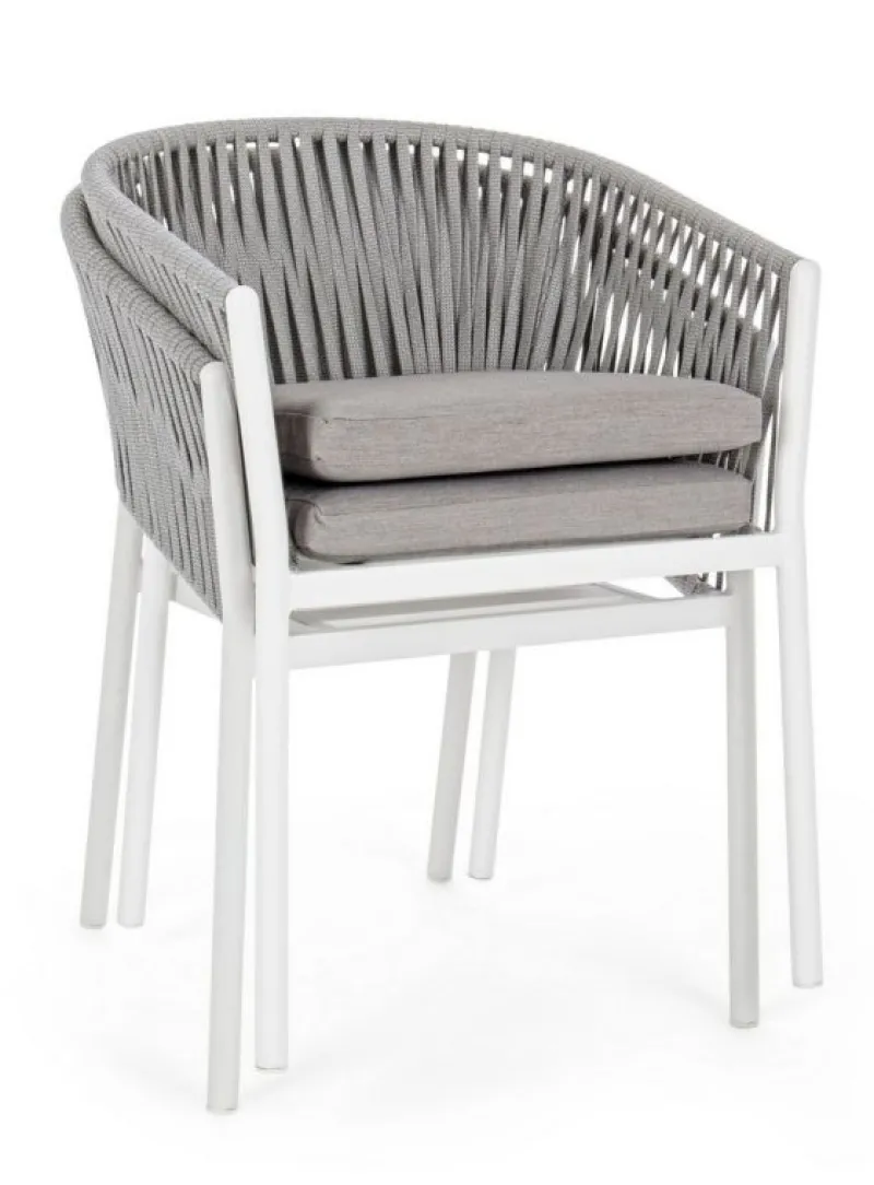 Sale Bizzotto SEDIA IN CORDA PER ESTERNO IMPILABILE BIANCO WG20 -FLORENCIA