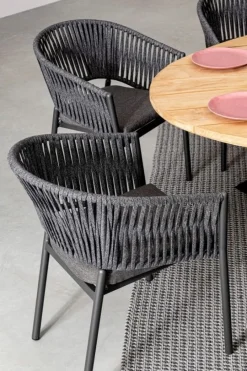 Discount Bizzotto SEDIA IN CORDA PER ESTERNO IMPILABILE ANTRACITE - FLORENCIA