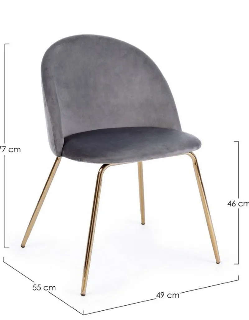 Best Bizzotto SEDIA IN VELLUTO GRIGIO SCURO - TANYA