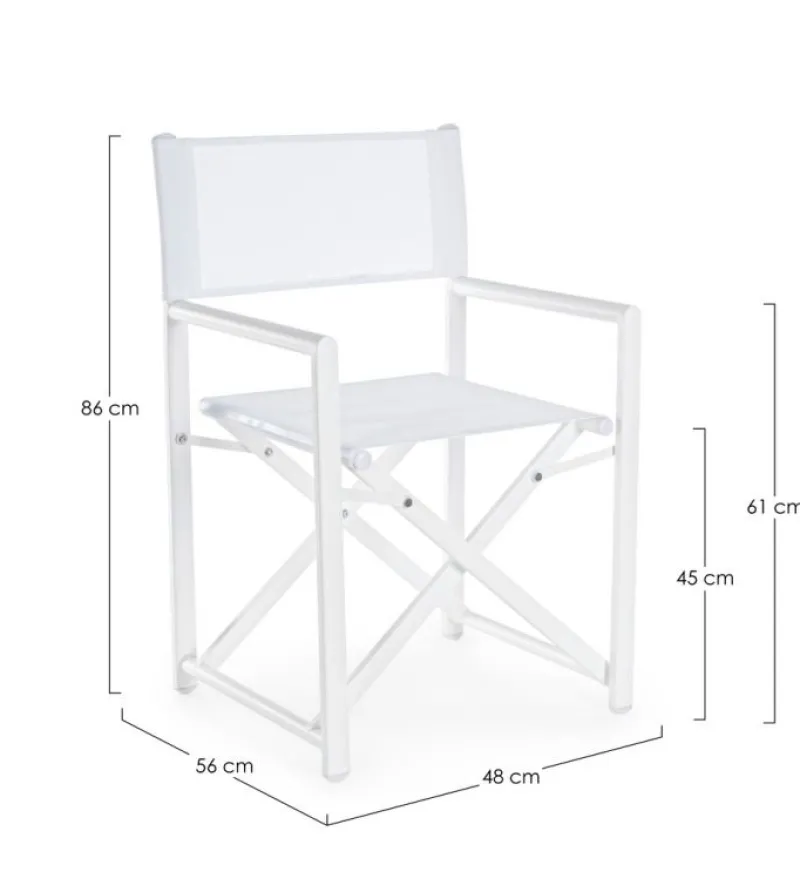 Outlet Bizzotto SEDIA REGISTA IN ALLUMINIO PIEGHEVOLE BIANCA - TAYLOR