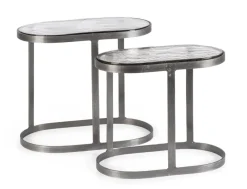 Hot Bizzotto SET 2 TAVOLINI OVALI FINITURA NICKLE - ZAYLA
