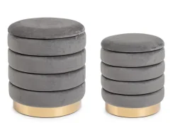 Sale Bizzotto SET2 POUF CONTENITORE IN LEGNO GRIGIO - DARINA