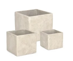 Clearance Bizzotto SET3 P.VASO MEILI QUADRATO BASSO BEIGE