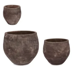 Best Bizzotto SET3 P.VASO MINH BOMB TERRACOTTA SCURA