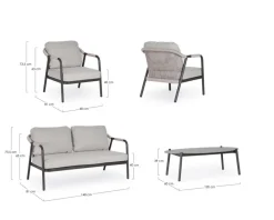 Bizzotto SET4 SALOTTO C-C MIRAVET ANTRACITE/KHAKI