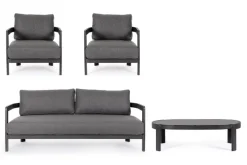 Best Bizzotto SET4 SALOTTO IN CORDA PER ESTERNO ANTRACITE WG21 - PRESLEY