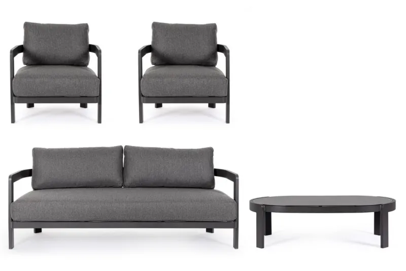 Best Bizzotto SET4 SALOTTO IN CORDA PER ESTERNO ANTRACITE WG21 - PRESLEY