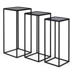 New Bizzotto SET3 TAVOLINI IN ACCIAIO NERO - NUCLEOS