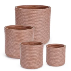 Discount Bizzotto SET4 VASO TRESSAGE CIL TERRACOTTA