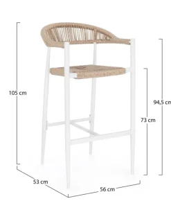 Outlet Bizzotto SGABELLO BAR JANDIA BIANCO/BEIGE