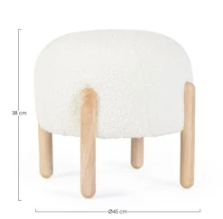 Clearance Bizzotto SGABELLO EFFETTO BOUCLE' BIANCO - DAYLA