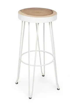 Outlet Bizzotto SGABELLO IN LEGNO BIANCO - RAKEL