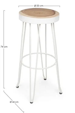 Outlet Bizzotto SGABELLO IN LEGNO BIANCO - RAKEL