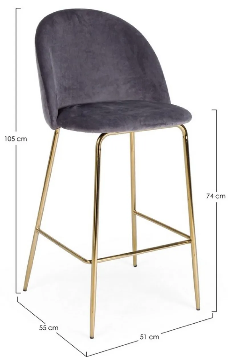 Sale Bizzotto SGABELLO IN VELLUTO GRIGIO SCURO - CARRY