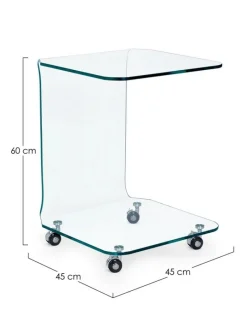 Outlet Bizzotto TAVOLINO CON RUOTE QUADRATO IN VETRO - IRIDE