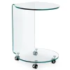 Bizzotto TAVOLINO CON RUOTE ROTONDO IN VETRO - IRIDE