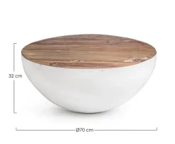 Sale Bizzotto TAVOLINO IN LEGNO RICICLATO BIANCO D70 - LANCASTER