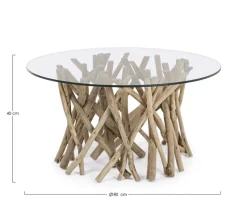 Best Bizzotto TAVOLINO ROTONDO IN TEAK CON RIPIANO IN VETRO - SAMIRA