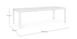 Outlet Bizzotto TAVOLO IN ALLUMINIO BIANCO CX21 - KIPLIN
