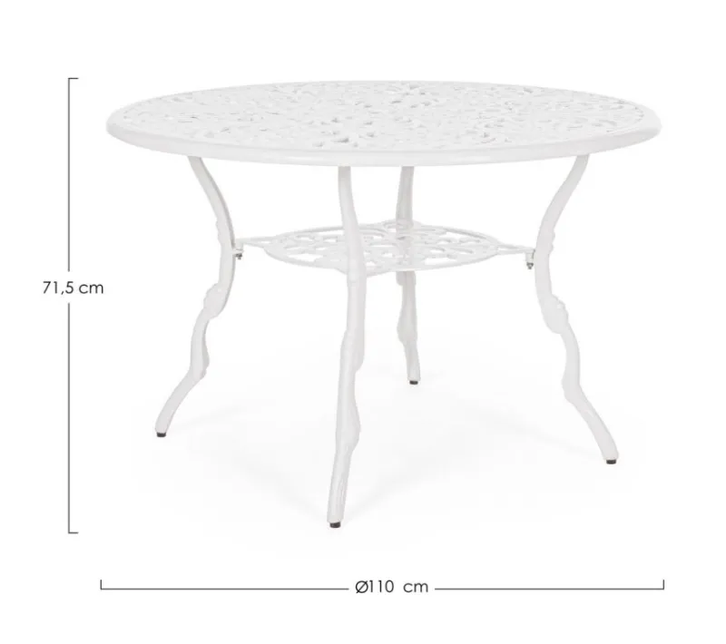 Clearance Bizzotto TAVOLO IN ALLUMINIO D110 BIANCO - VICTORIA