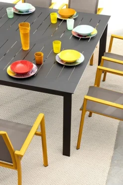 Outlet Bizzotto TAVOLO IN ALLUMINIO 110/160X160 ANTRACITE CX23 - KONNOR