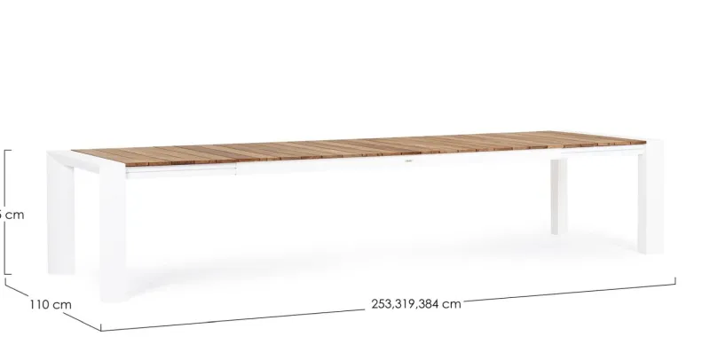 Bizzotto TAVOLO IN ALLUMINIO 253/319/384X110 BIANCO GK50 - CAMERON