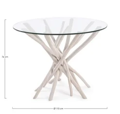 Online Bizzotto TAVOLO ROTONDO CON RIPIANO IN VETRO - SAHEL