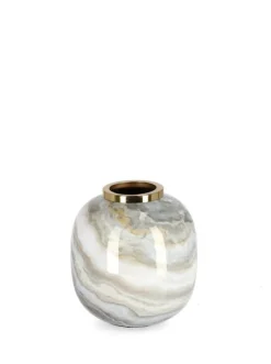 New Bizzotto VASO MARSHA TO BIANCO GRIGIO ORO H17