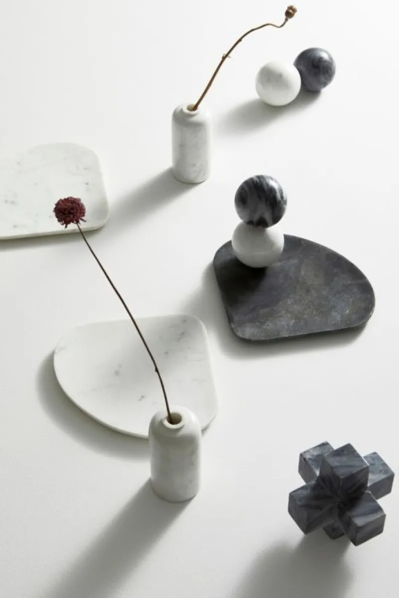 Online Bizzotto VASSOIO DECORAT KANDY MARMO GRIGIO 30X26